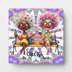 Quirky Wine Ladys Cheers Tabletop Plaque w/Easel Fotoplatte