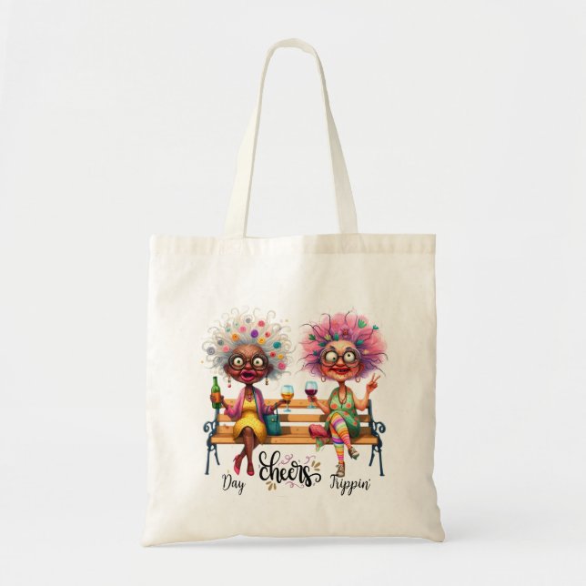 Quirky Wine Ladys Cheers Tote Bag Tragetasche (Vorne)