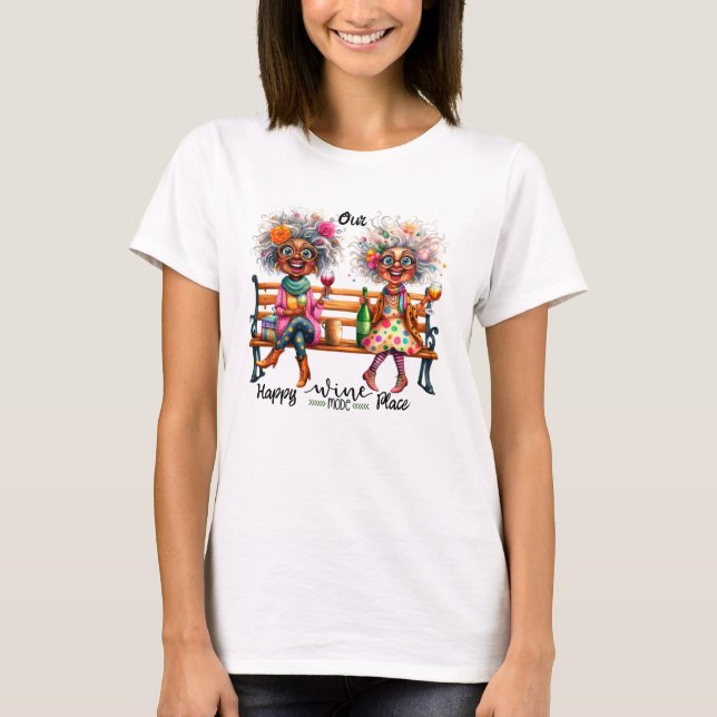 Quirky Wine Ladys Happy Place Ladys T - Shirt (Vorderseite)