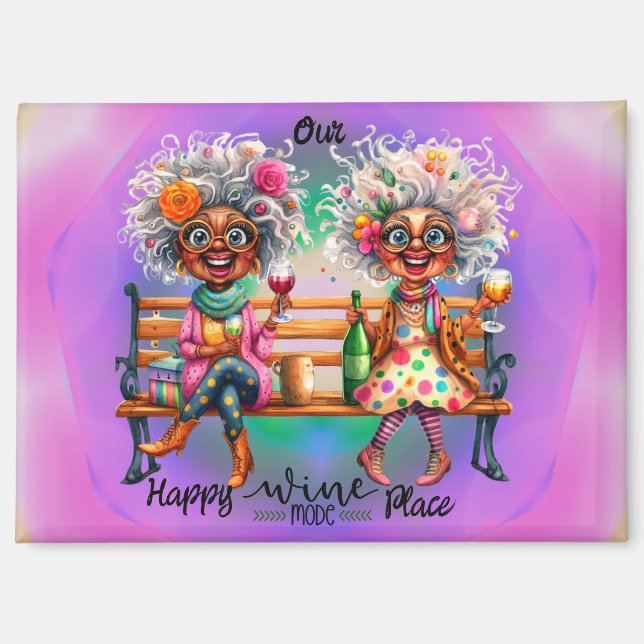 Quirky Wine Ladys Happy Place Magnet (Vorderseite)