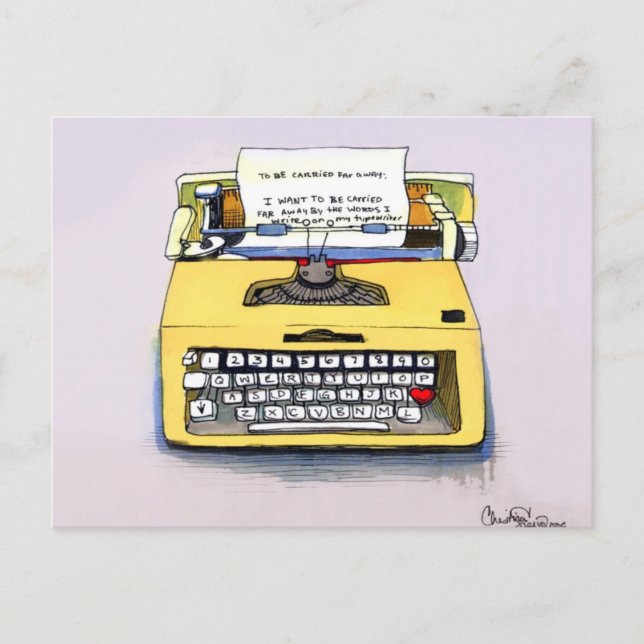 Quirky Yellow Schreibwriter Postkarte (Vorderseite)