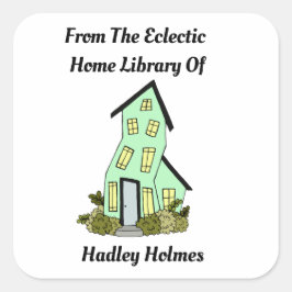 Quirky Zuhause Library Book Label Quadratischer Aufkleber