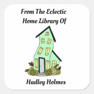 Quirky Zuhause Library Book Label Quadratischer Aufkleber