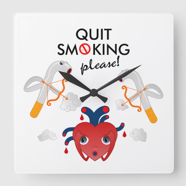 Quit bitte rauchend quadratische wanduhr (Vorderseite)