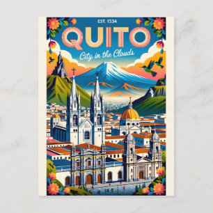 Quito Ecuador Retro-Reiseposter-Kunst Postkarte