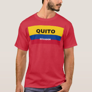 Quito Stadt in ecuadorianischen Flaggenfarben retr T-Shirt