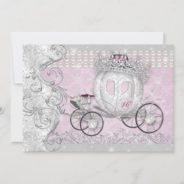 Quitte Anos Bling Prinzessin-Sweet 16 Wagen Einladung (Vorderseite)