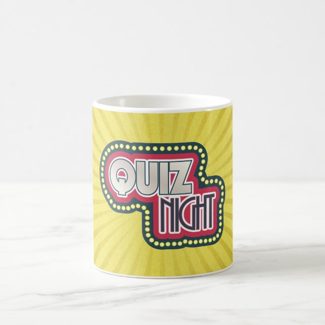 Quiz Night Trivia Party Gelber Sonnenbrand Kaffeetasse (Mittel)