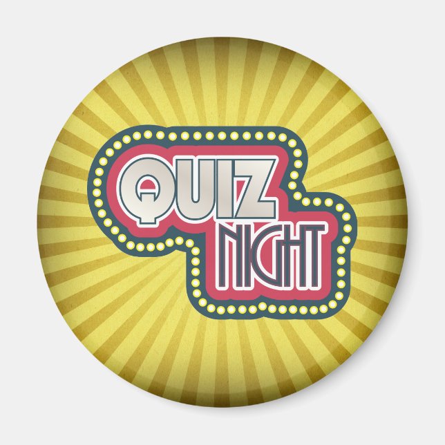 Quiz Night Trivia Party Gelber Sonnenbrand Magnet (Vorne)