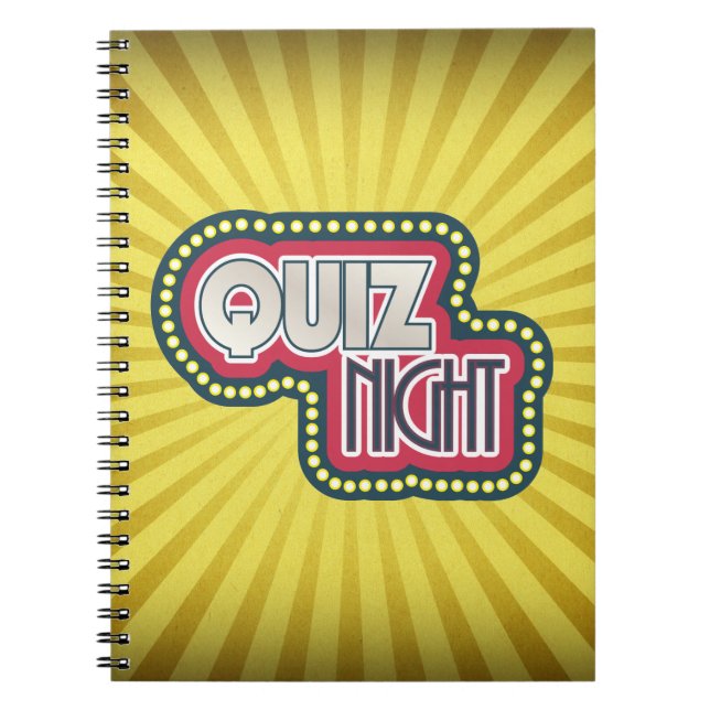 Quiz Night Trivia Party Gelber Sonnenbrand Notizblock (Vorderseite)