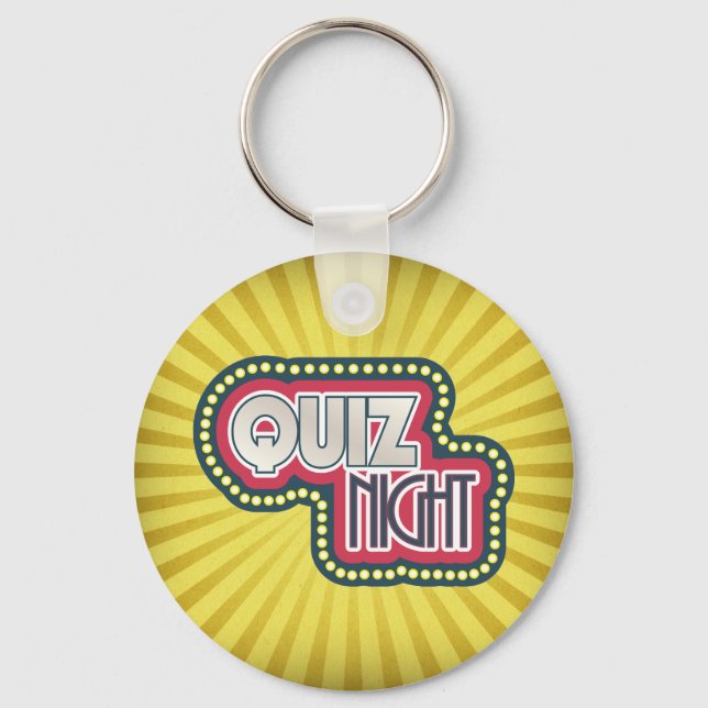 Quiz Night Trivia Party Gelber Sonnenbrand Schlüsselanhänger (Vorderseite)
