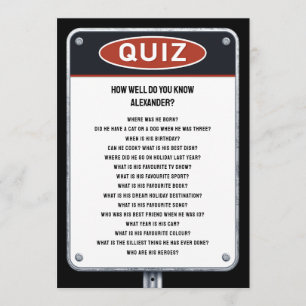Quiz-Party-Spiel mit Straßenschild Einladung