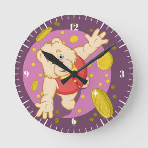Quizzy Bär Runde Wanduhr