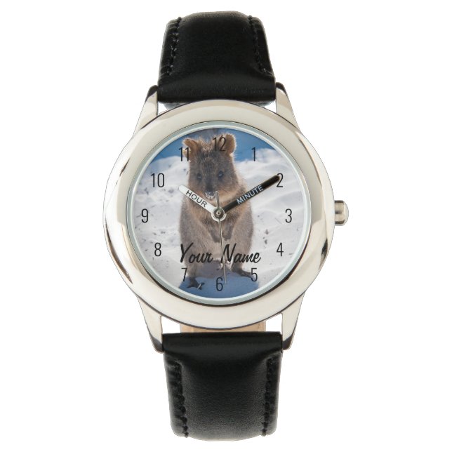 Quokka am Strand Australien, Coole Kinder Kinder Armbanduhr (Vorderseite)