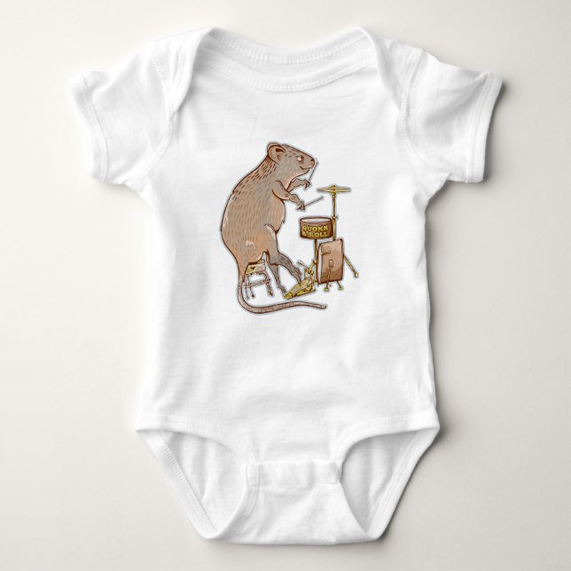Quokka Australian Animal Drummer Baby Strampler (Vorderseite)