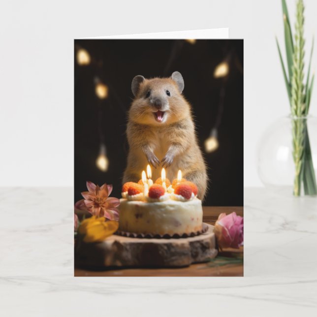 Quokka avec gâteau d'anniversaire - Carte (Devant)