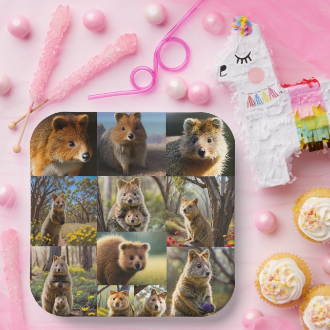 "Quokka Chronicles: Eine herzerwärmende FotoCollag Pappteller (Party)