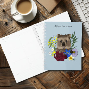 Quokka Glücklich Australien Floral Blau Planer