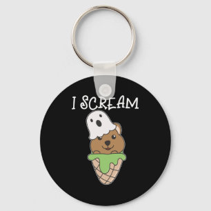 Quokka Halloween Ghost I schreibe Eiscreme Puff Schlüsselanhänger