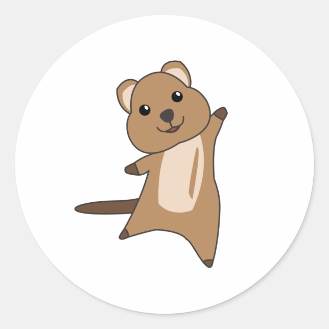 Quokka Happy Niedlicher Tiere Quokkas Runder Aufkleber (Vorderseite)