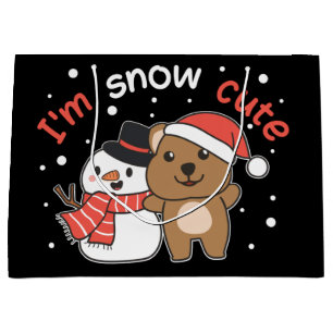 Quokka Ich bin Schnee Niedlich Snowman Snow Pun Gr Große Geschenktüte