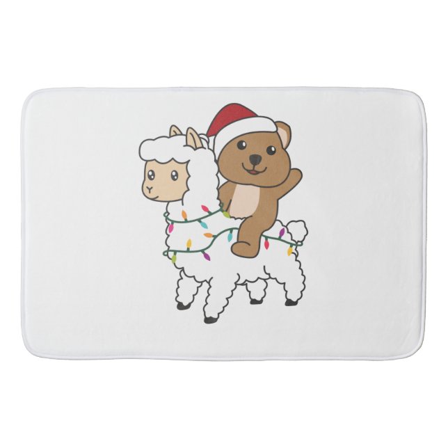 Quokka Llama Weihnachtsschnee Wintertiere Badematte (Vorderseite)