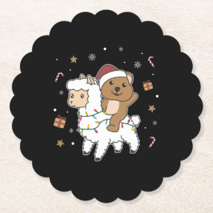 Quokka Llama Weihnachtsschnee Wintertiere Untersetzer
