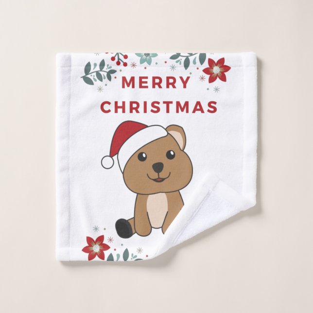 Quokka Noël Neige Animaux d'hiver Quokkas (Gant de toilette)