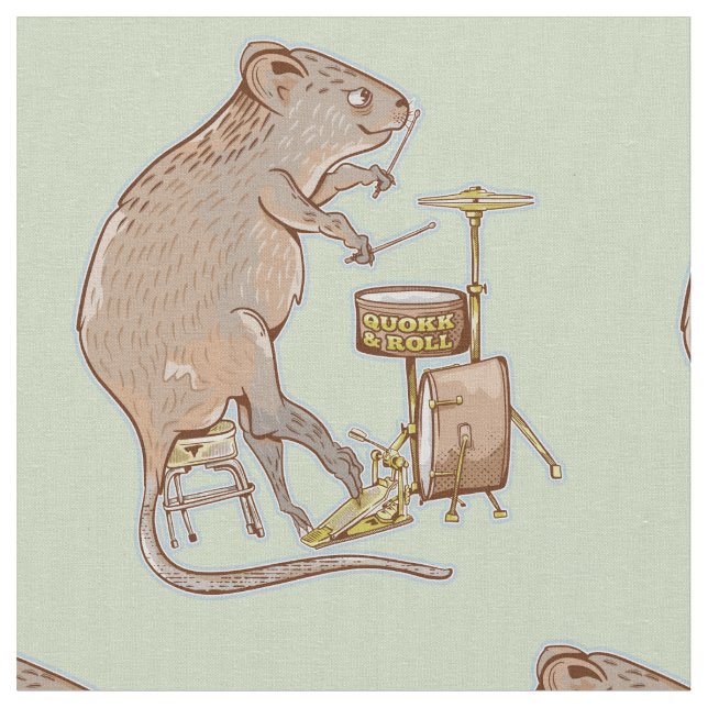 Quokka Playing Drums Stoff (Nahaufnahme)