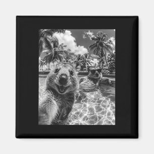 Quokka-Pool-Selfie-Urlaub lustiges Tier Sommer Magnet