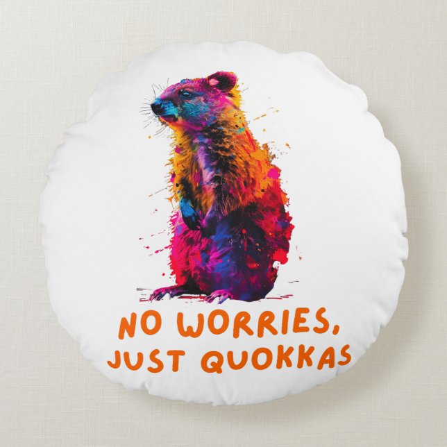Quokka Rundes Kissen (Vorderseite)