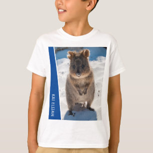 Quokka Süßes Tier am Strand Australien Blau T-Shirt
