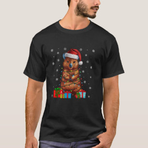 Quokka Ugly Xmas Lights Weihnachtsmannmütze Quokka T-Shirt