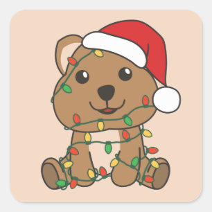 Quokka Weihnachts-Wintertiere Quokkas Square Sti Quadratischer Aufkleber