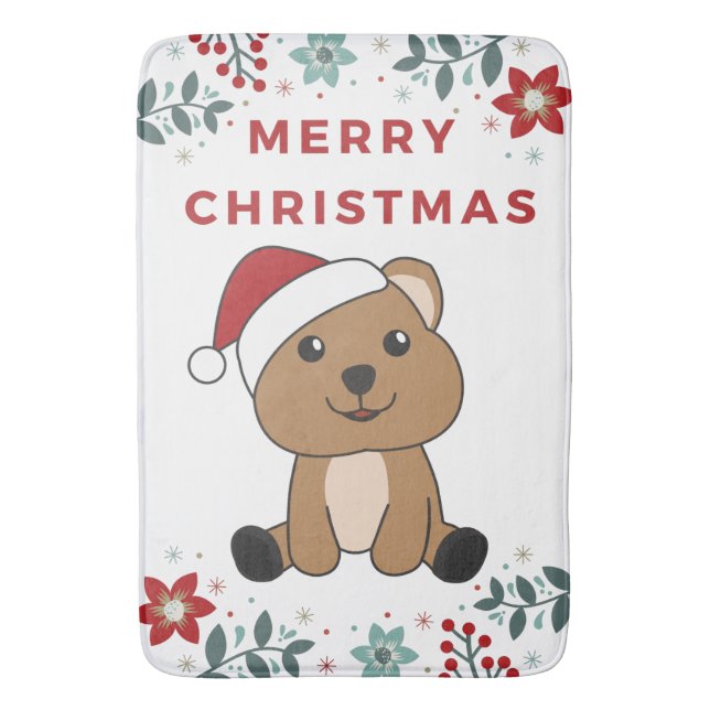 Quokka Weihnachtsschnee Wintertiere Quokkas Bath Badematte (Vorderseite Vertikal)