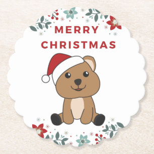 Quokka Weihnachtsschnee Wintertiere Quokkas Papier Untersetzer