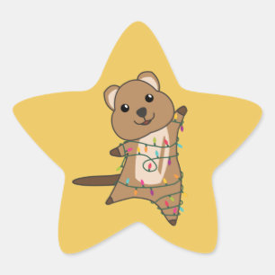 Quokka Weihnachtsschnee Wintertiere Quokkas Star Stern-Aufkleber