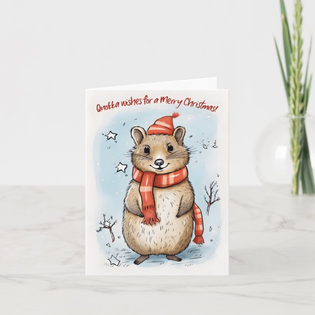 Quokka wünscht ein frohes Weihnachtsfest - Karte (Vorderseite)