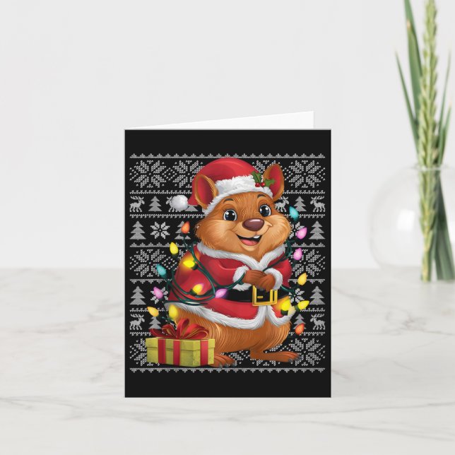 Quokka Xmas Sweater Style Ugly Santa Quokka Christ Karte (Vorderseite)