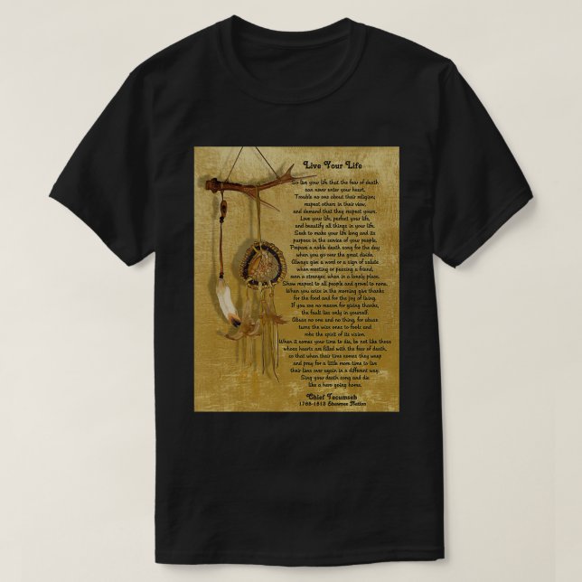 Quot Live Your Lifequot by Chief Tecumseh Traumkat T-Shirt (Design vorne)