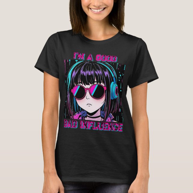 Quote Print Pink and Blue  T-Shirt (Vorderseite)