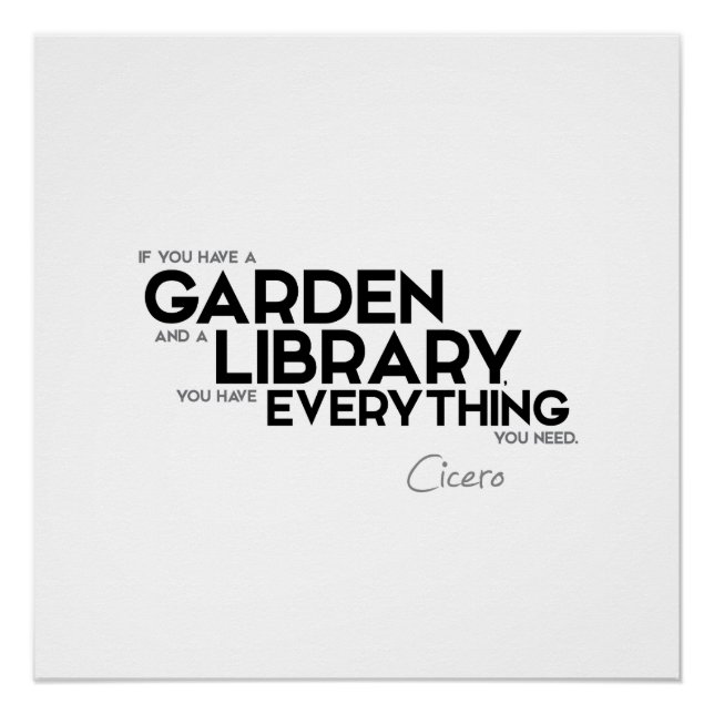 QUOTEN: Cicero - Garten und Bibliothek Poster (Vorderseite)