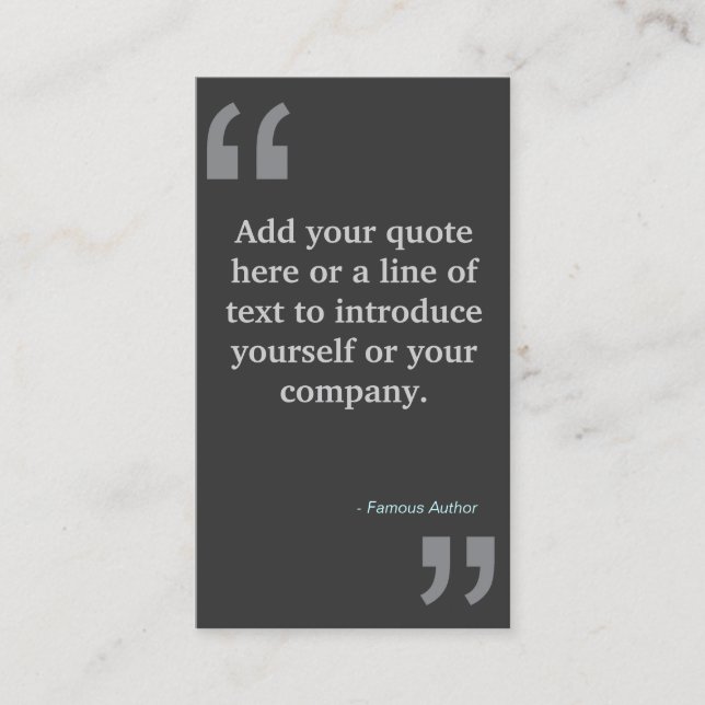 QUOTEN in GRAY Designer Business Card Visitenkarte (Vorderseite)