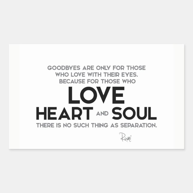 QUOTEN: Rumi: Goodbys, Trennung Rechteckiger Aufkleber (Vorderseite)