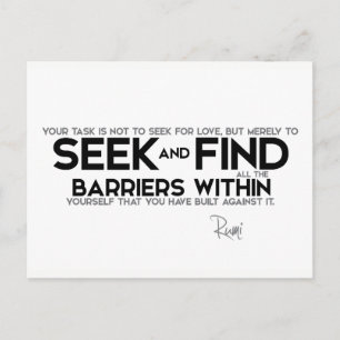 QUOTEN: Rumi: Hindernisse in sich selbst Postkarte