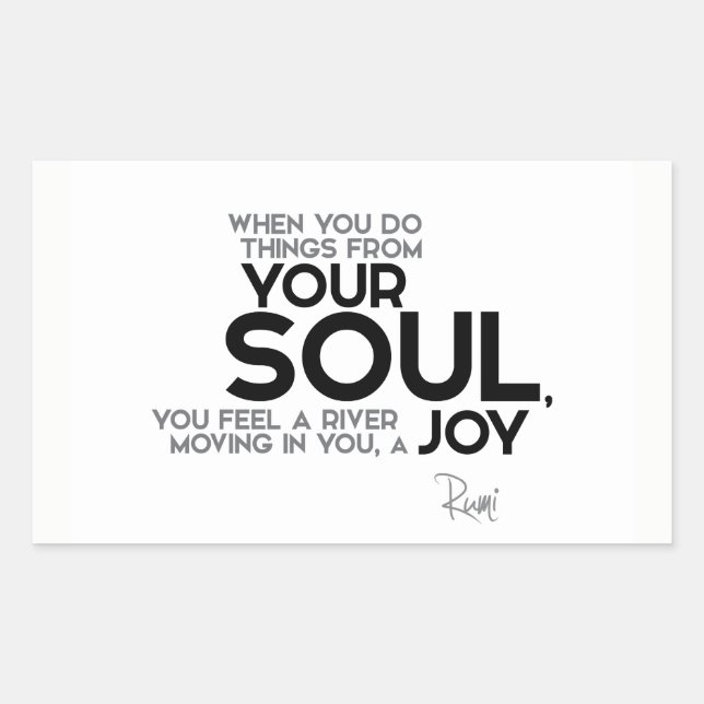 QUOTEN: Rumi: Ihr Soul, Freude Rechteckiger Aufkleber (Vorderseite)
