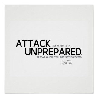 QUOTEN: Sun Tzu: Angriff unvorbereitet Poster