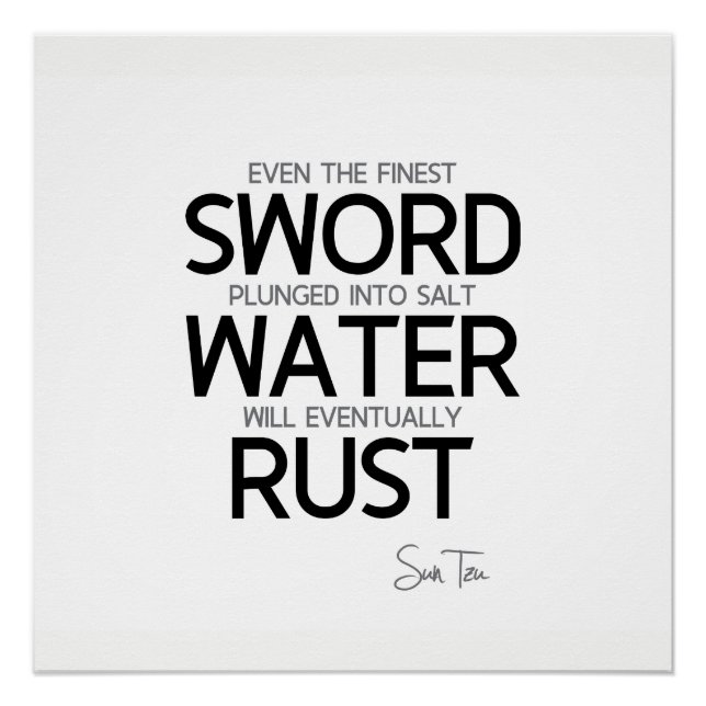 QUOTEN: Sun Tzu: feinstes Schwert, Salzwasser Poster (Vorderseite)