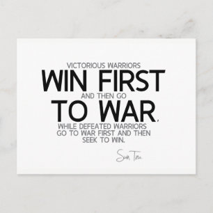 QUOTEN: Sun Tzu: Gewinnen Sie zuerst und gehen Sie Postkarte
