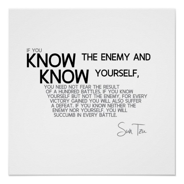 QUOTEN: Sun Tzu - Kenne deinen Feind Poster (Vorderseite)